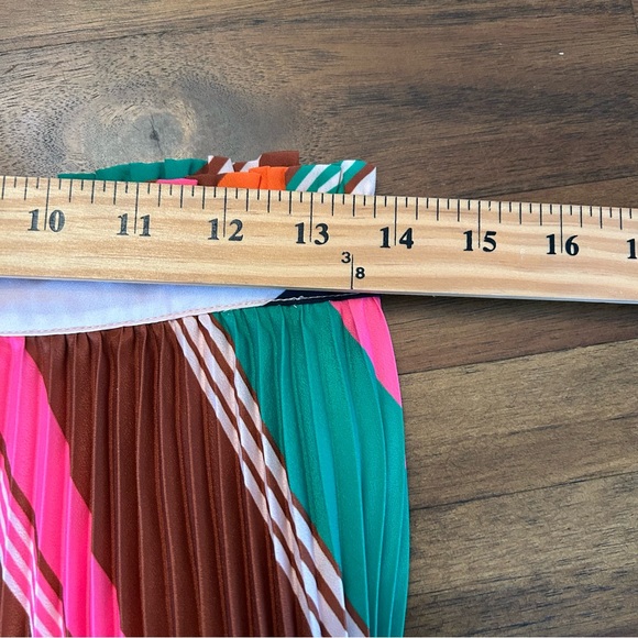 Anthropologie Isobel Silky Pleated Skirt by Maeve Multi Color Size 6 - Picture 3 of 6